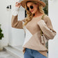 Color Block Rib-Knit Round Neck Sweater