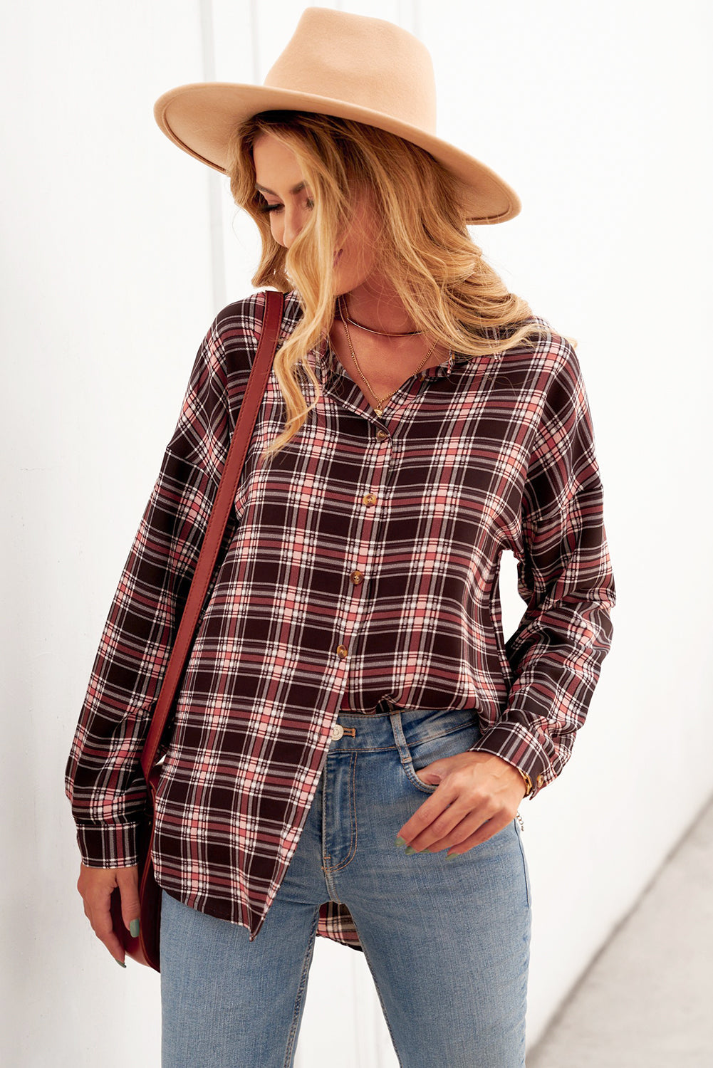 Plaid Button Relaxed Fit Shirt