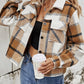 Plaid Collared Neck Jacket with Breast Pockets