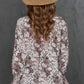 Printed Tie-Neck Long Flounce Sleeve Blouse