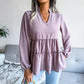 Frill Trim Balloon Sleeve Babydoll Top