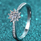 Moissanite Rhodium-Plated Snowflake Ring