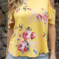 Floral Cold-Shoulder Round Neck Top