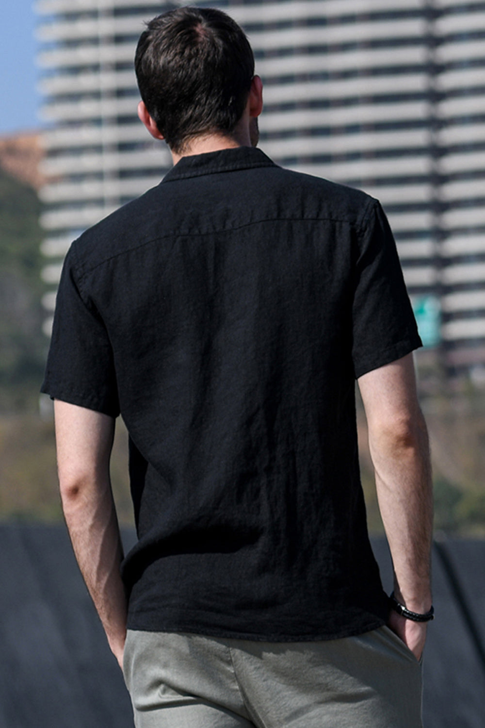 Buttoned Lapel Collar Pullover Shirt