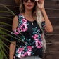 Floral Cold-Shoulder Round Neck Top