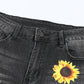 Sunflower Leopard Patchwork Distressed Jeans