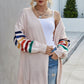 Multicolored Stripe Open Front Longline Cardigan