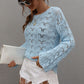 Openwork Dropped Shoulder Knit Top