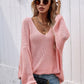 Rib-Knit Drop Shoulder V-Neck Pullover Sweater