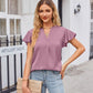 Notched Neck Flutter Sleeve Satin Top
