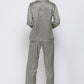 Satin Button-Up Lapel Collar Top and Pants Pajama Set