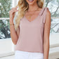 Tie-Shoulder V-Neck Satin Tank Top