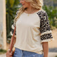 Leopard Contrast Ruffled Top