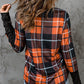 Plaid Color Block Long Sleeve Top
