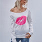Lip Graphic Off-Shoulder Sweatshirt