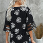 Botanical Print V-Neck Puff Sleeve Blouse