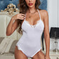 Halter Neck Spliced Lace Teddy Lingerie