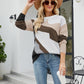Color Block Dropped Shoulder Round Neck Tunic Sweater