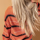 Striped Drop Shoulder Ribbed Cuff Sweater