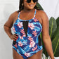 Floral Crisscross Spliced Mesh One-Piece Swimsuit