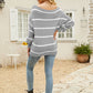 Striped Rib-Knit Off-Shoulder Sweater