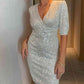 Sequin Surplice Slit Mini Dress