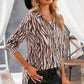 Animal Print Curved Hem Shirt