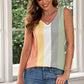 Multicolored Striped Waffle-Knit Sleeveless Tank