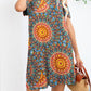 Printed Round Neck Cold-Shoulder Dress