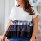 Plus Size Plaid Color Block Tiered Blouse