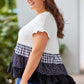 Plus Size Plaid Color Block Tiered Blouse