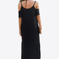 Cold-Shoulder Split Maxi Dress with Pockets