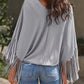Fringe Trim Center Seam Dolman Sleeve Top
