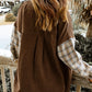 Plaid Corduroy Shirt Jacket with Pockets