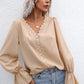 Lace Trim Flounce Sleeve Blouse