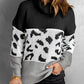 Patterned Color Block Turtleneck Sweater