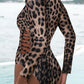 Animal Print Zipper Cut-Out Wetsuit