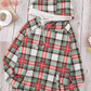 Plaid Drawstring Detail Hoodie