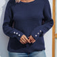 Button Detail Dropped Shoulder Rib-Knit Sweater