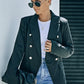 Double-Breasted Padded Shoulder Blazer