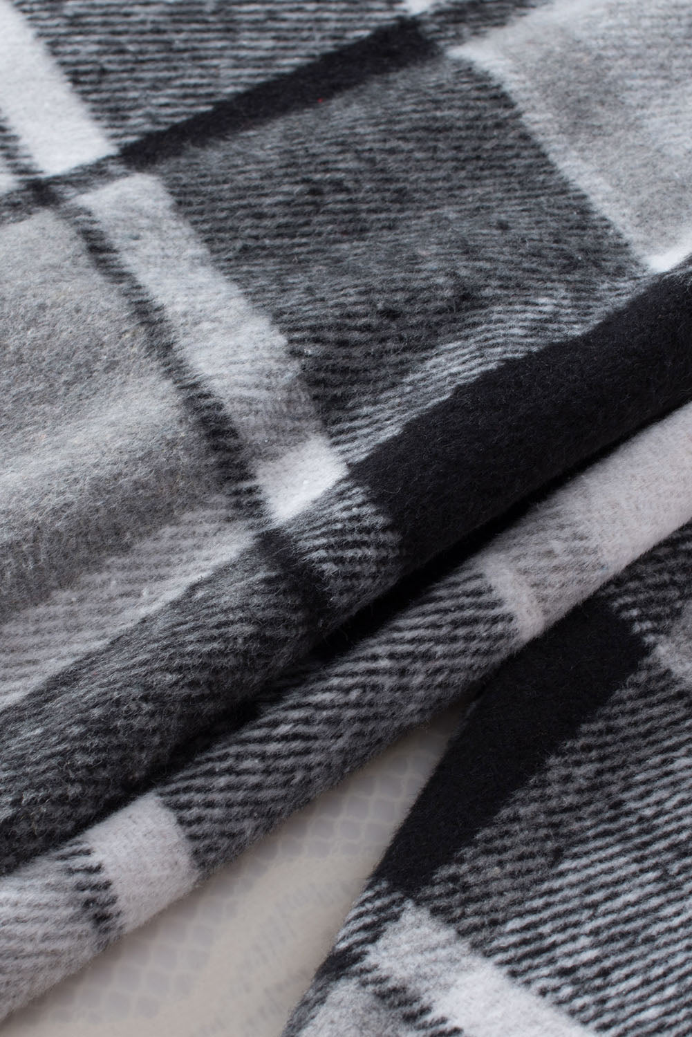 Plaid Button Front Brushed Hooded Jacket