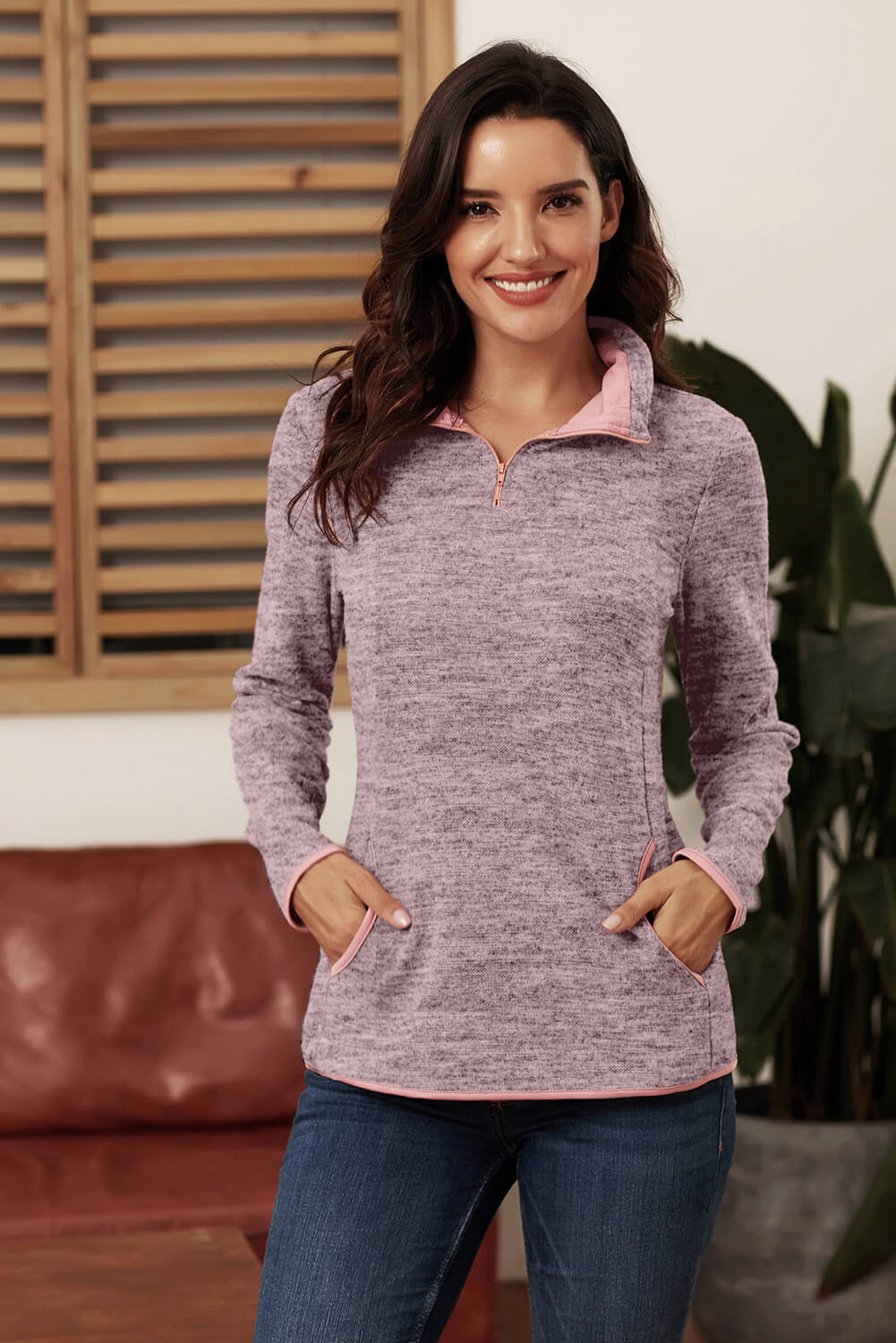 Heathered Quarter-Zip Sweatshirt