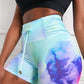 Tie-Dye Tie Detail Ruched Sports Shorts