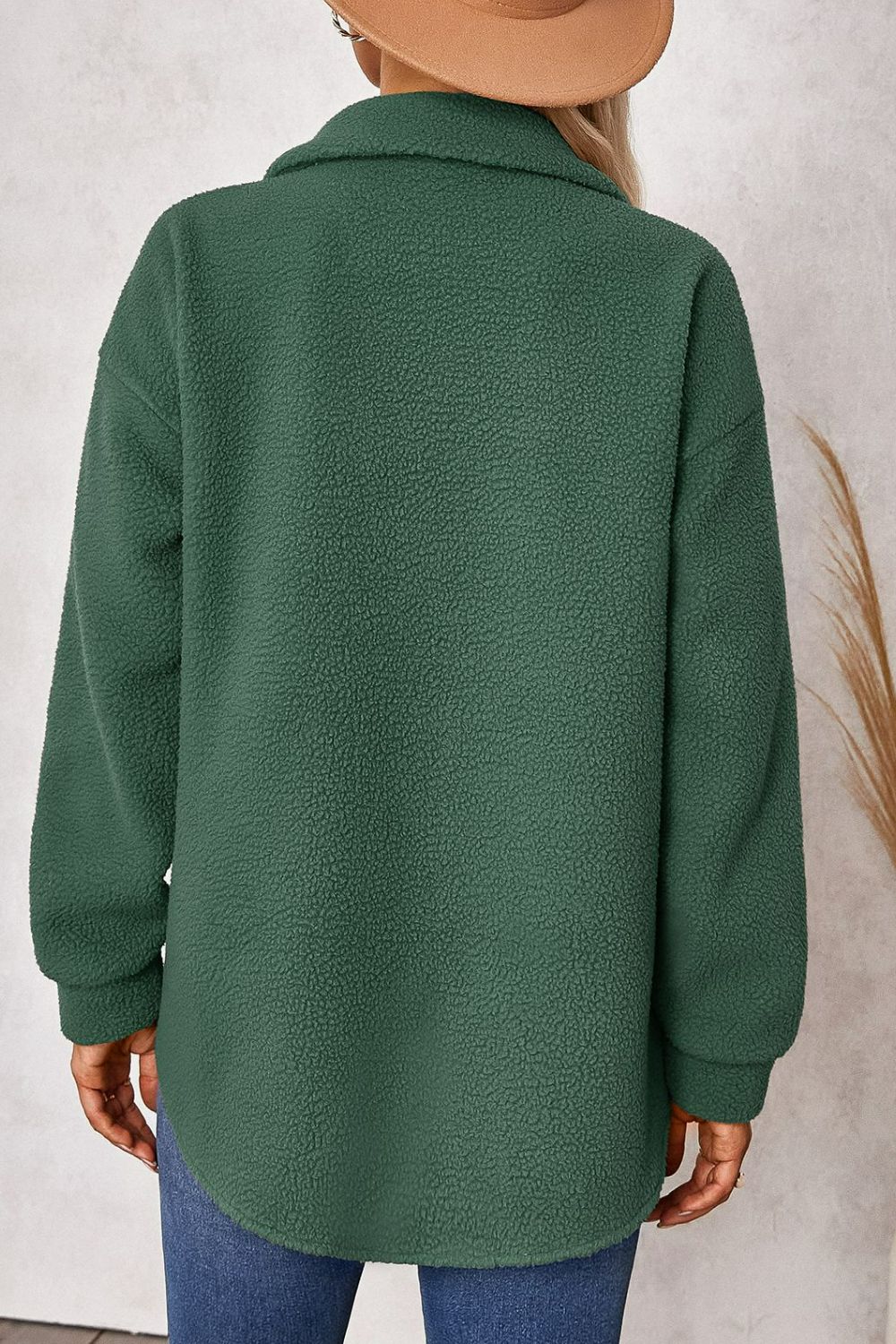 Sherpa Button Down Dropped Shoulder Jacket