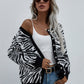 Zebra Print Button Down Cardigan