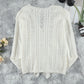 Button Front Ruffle Trim V-Neck Cardigan