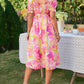 Floral Frill Trim Square Neck Dress