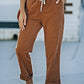 Drawstring Waist Corduroy Pants with Pockets