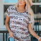 Leopard Print V-Neck Short Sleeve Tee Shirt