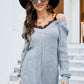 Spliced Lace Cold-Shoulder Tunic Sweater